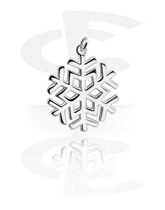 Boules, barres & plus, Pendentif (laiton plaqué) avec motif flocon de neige, Laiton plaqué