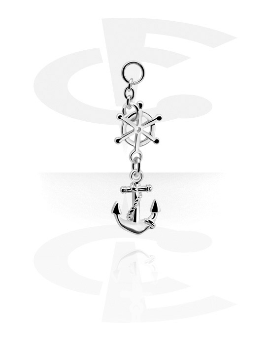 Balls, Pins & More, Charm (plated brass) with anchor design, Plated Brass
