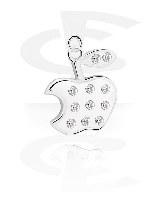 Boules, barres & plus, Pendentif (laiton plaqué) avec motif pomme et pierres en cristal, Laiton plaqué