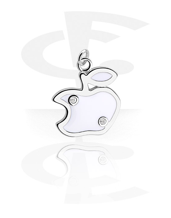 Kuličky, kolíčky a další, Přívěsek (pokovená mosaz) s designem jablko a krystalovými kamínky, Pokovená mosaz