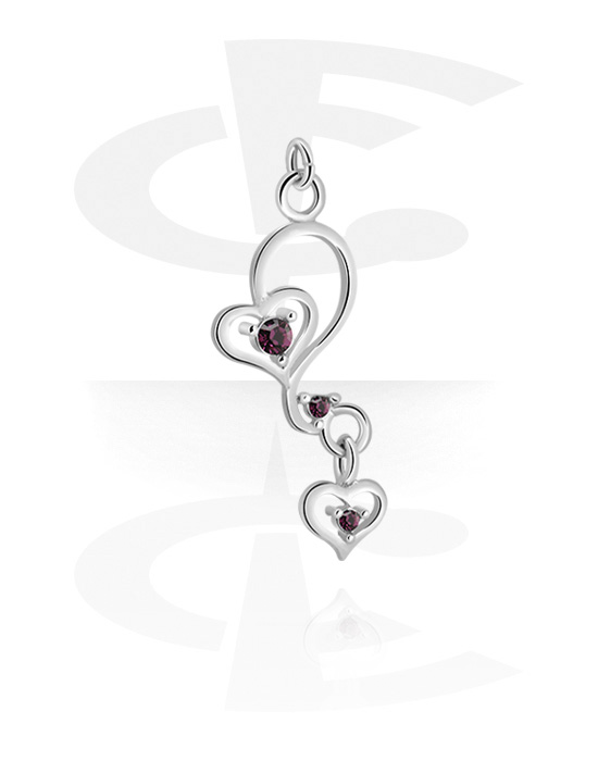 Kuličky, kolíčky a další, Přívěsek (pokovená mosaz) s designem srdce a krystalovými kamínky, Pokovená mosaz
