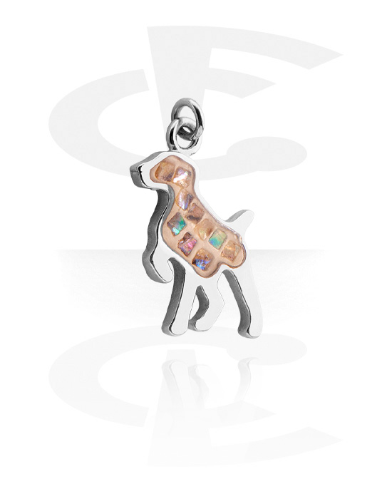 Kulor, stavar & mer, Charm (plated brass) med hund och mosaic inlay, Överdragen mässing