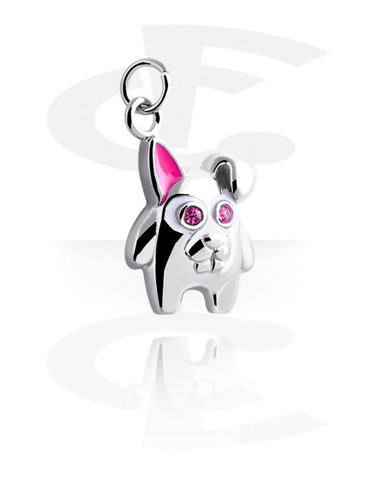 Kuličky, kolíčky a další, Přívěsek (pokovená mosaz) s designem roztomilý králíček a krystalovými kamínky, Pokovená mosaz