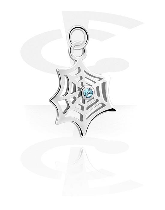 Kuličky, kolíčky a další, Přívěsek (pokovená mosaz) s designem pavučina a krystalovým kamínkem, Pokovená mosaz
