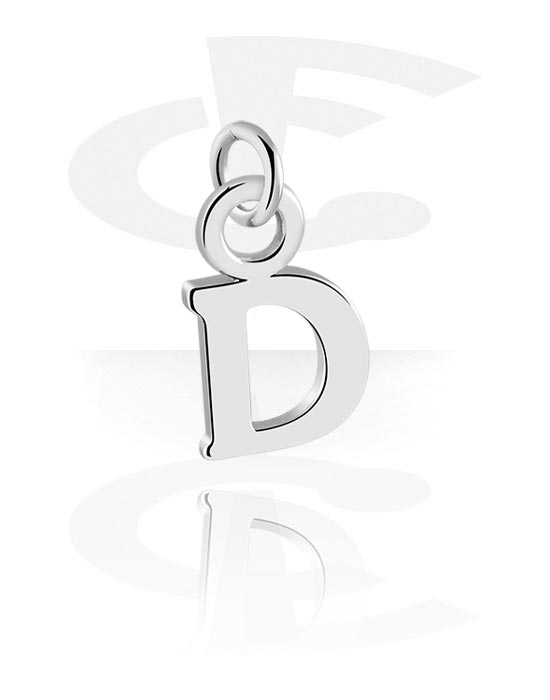 Kulor, stavar & mer, Charm (plated brass) med letter D, Överdragen mässing