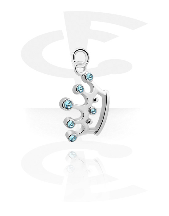 Kuličky, kolíčky a další, Přívěsek (pokovená mosaz) s designem koruna a krystalovými kamínky, Pokovená mosaz
