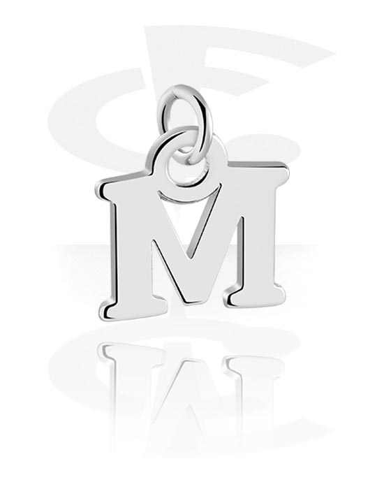 Bolas, barras & más, Colgante (chapado en latón) con letra M, Latón plateado