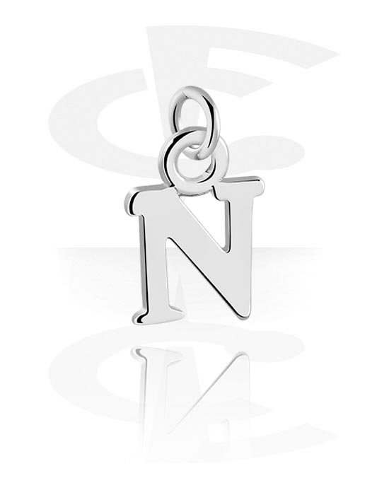 Balls, Pins & More, Charm (plated brass) with letter N, Plated Brass