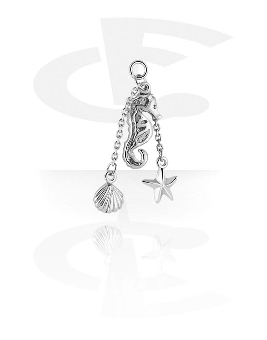 Balls, Pins & More, Charm (plated brass) with seahorse design, Plated Brass