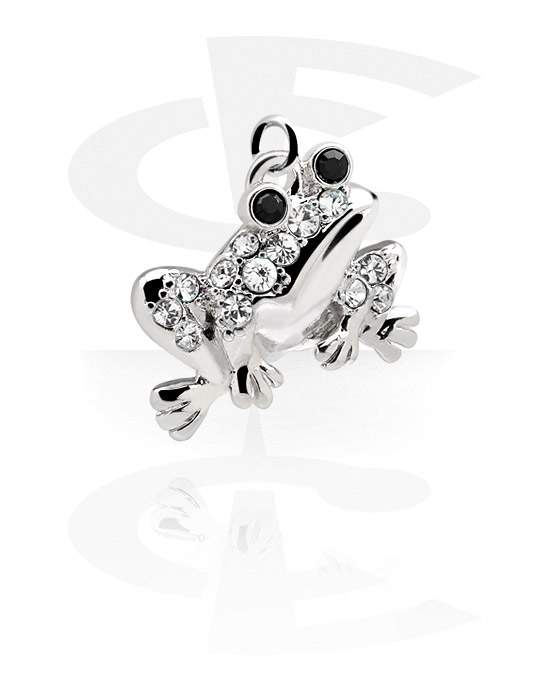 Kuličky, kolíčky a další, Přívěsek (pokovená mosaz) s designem žába a krystalovými kamínky, Pokovená mosaz