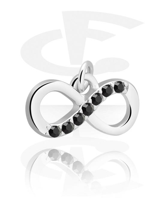 Balls, Pins & More, Charm (plated brass) with infinity symbol and crystal stones, Plated Brass
