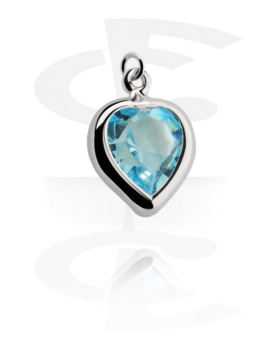 Kuličky, kolíčky a další, Přívěsek (pokovená mosaz) s designem srdce a krystalovým kamínkem, Pokovená mosaz
