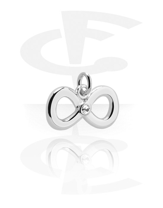 Balls, Pins & More, Charm (plated brass) with infinity symbol and crystal stone, Plated Brass