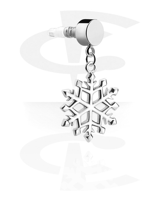 Phone Accessories, Earphone Plug Charm with snowflake design, Surgical Steel 316L