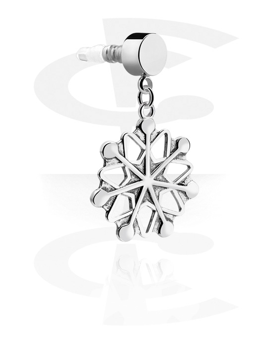Phone Accessories, Earphone Plug Charm with snowflake charm, Surgical Steel 316L