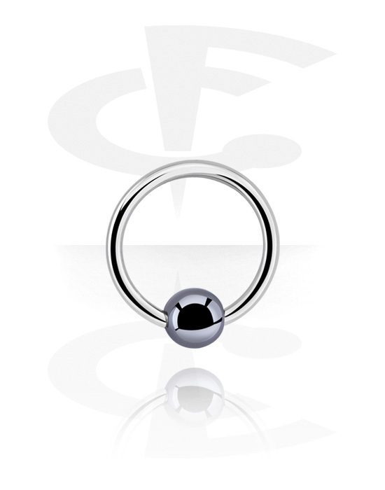 Anneaux, Ball closure ring (acier chirurgical, argent, finition brillante) avec boule, Acier chirurgical 316L
