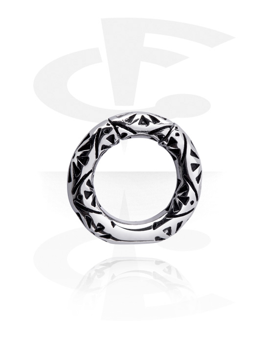 Piercing ad anello, Segment ring (acciaio chirurgico, argento, finitura lucida) con ornamento, Acciaio chirurgico 316L