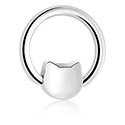 Anéis piercing, Ball closure ring (aço cirúrgico, prata, acabamento brilhante) com accesorio de gato, Aço cirúrgico 316L