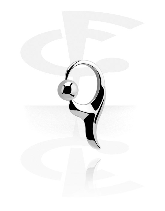 Alke za piercing, Prsten s kuglicom (kirurški čelik, srebrna, sjajna završna obrada), Kirurški čelik 316L
