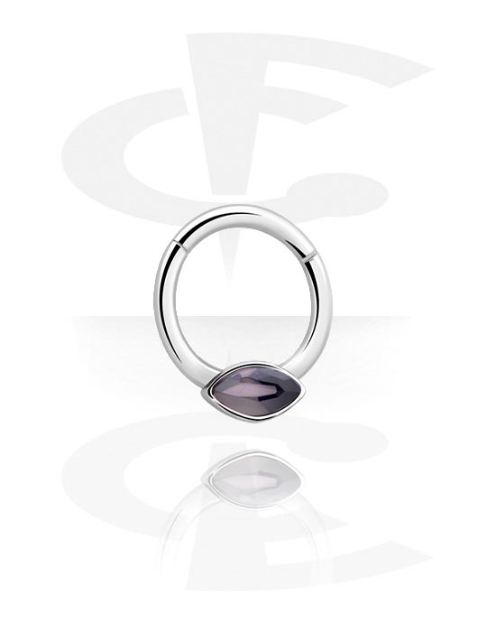 Piercing Ringe, Piercing-clicker (kirurgisk stål, sølv, blank finish) med Krystalsten, Kirurgisk stål 316L