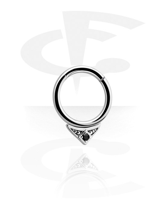Anéis piercing, Multi-purpose clicker (aço cirúrgico, prata, acabamento brilhante) com pedra de cristal, Aço cirúrgico 316L