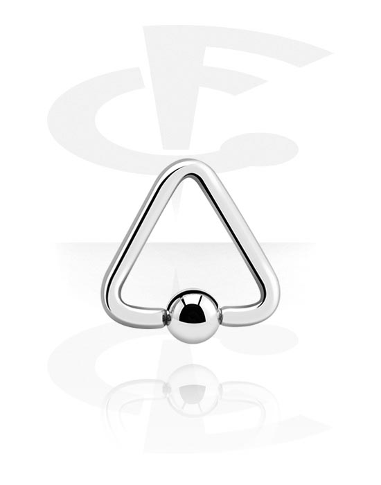 Piercing Ringe, Trekantet ring med kuglelukning (kirurgisk stål, sølv, blank finish), Kirurgisk stål 316L