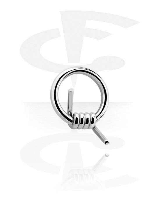 Alke za piercing, Prsten s kuglicom (kirurški čelik, srebrna, sjajna završna obrada) s dizajnom bodljikave žice, Kirurški čelik 316L