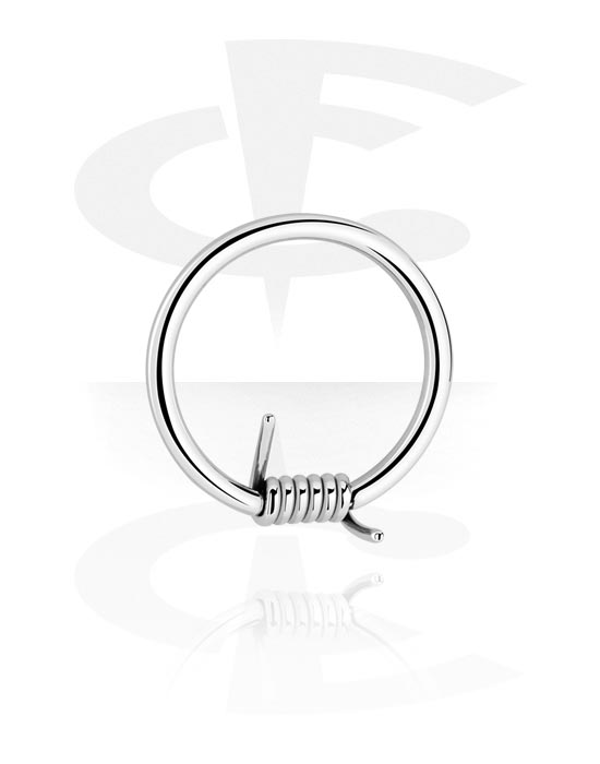 Ball closure ring (surgical steel, silver, shiny finish) with barbed