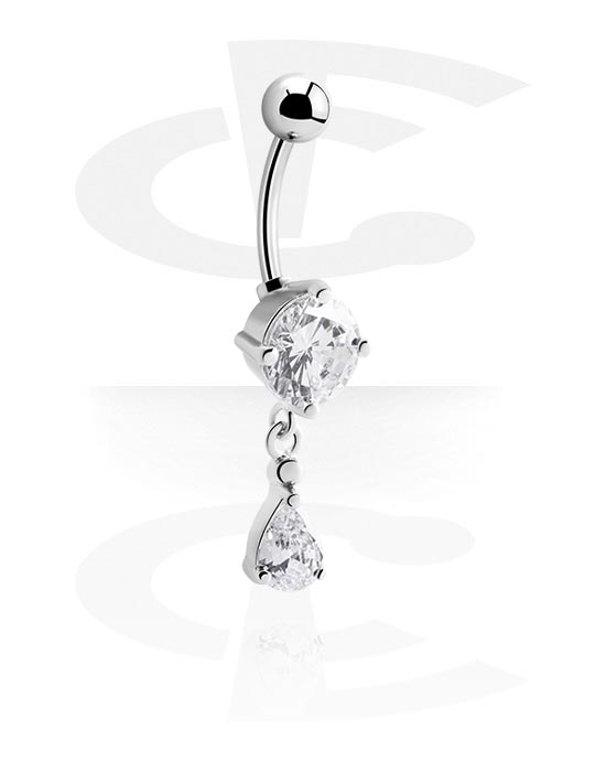 Belly button ring (surgical steel, silver, shiny finish) with crystal