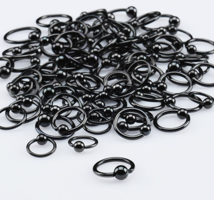 Partisalg, Black Ball Closure Rings, Surgical Steel 316L