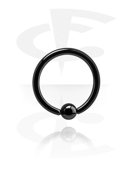 Piercingringen, Ball closure ring (chirurgisch staal, zwart, glanzende afwerking) met Balletje, Zwart chirurgisch staal 316L