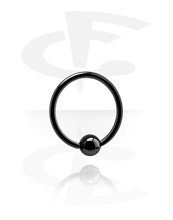 Anéis piercing, Ball closure ring (aço cirúrgico, preto, acabamento brilhante) com bola, Aço cirúrgico preto 316L