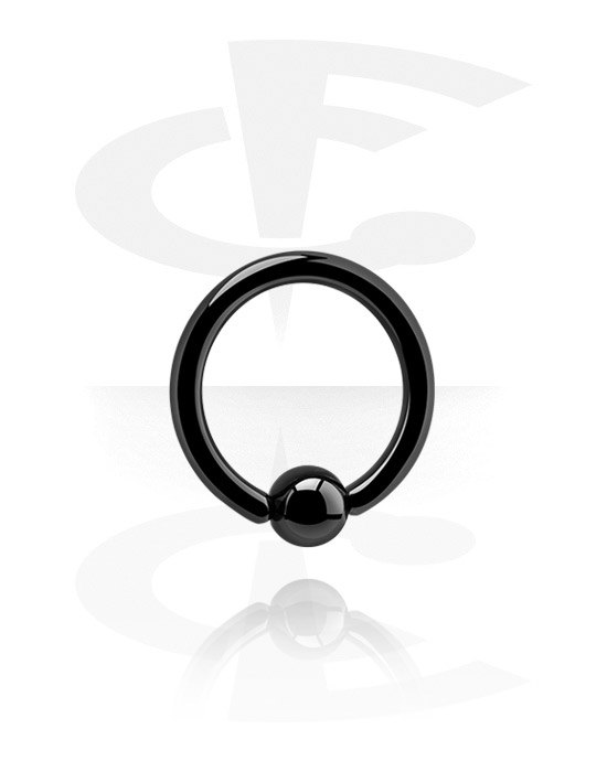 Anéis piercing, Ball closure ring (aço cirúrgico, preto, acabamento brilhante) com bola, Aço cirúrgico preto 316L