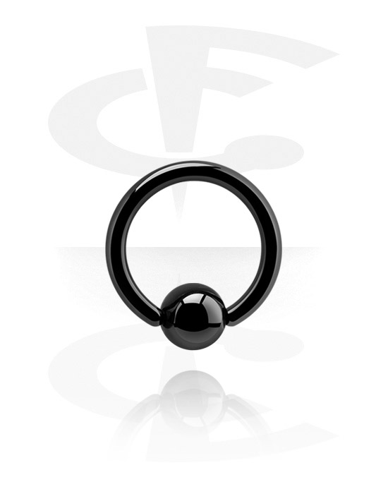 Piercings aros, Ball closure ring (acero quirúrgico, negro, acabado brillante) con bola, Acero quirúrgico negro 316L
