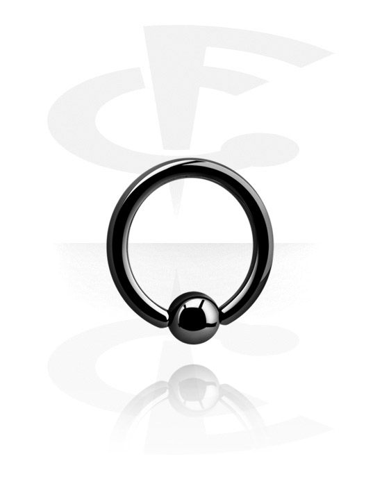 Piercingové kroužky, Kroužek s kuličkou (chirurgická ocel, černá, lesklý povrch) s Kuličkou, Černá chirurgická ocel 316L