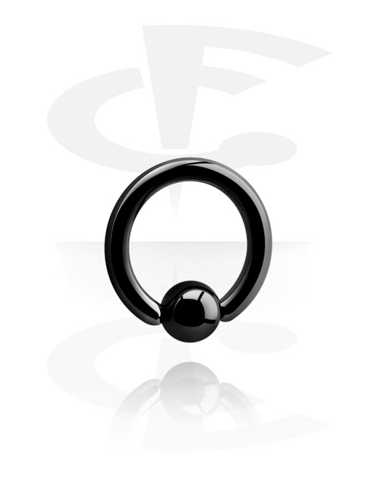 Piercing Rings, Ball closure ring (surgical steel, black, shiny finish) with Ball, Black Surgical Steel 316L