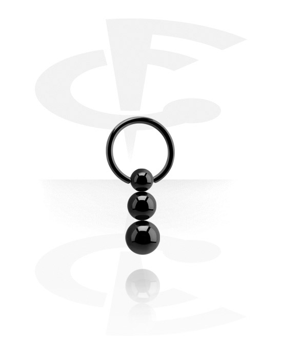 Piercing Rings, Ball closure ring (surgical steel, black, shiny finish), Black Surgical Steel 316L