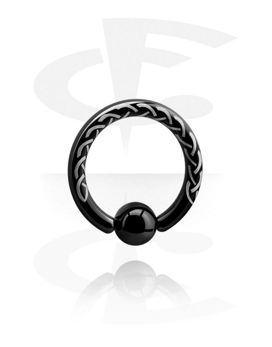 Piercingringen, Ball closure ring (surgical steel, black, shiny finish), Zwart chirurgisch staal 316L