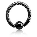 Anéis piercing, Ball closure ring (aço cirúrgico, preto, acabamento brilhante), Aço cirúrgico preto 316L