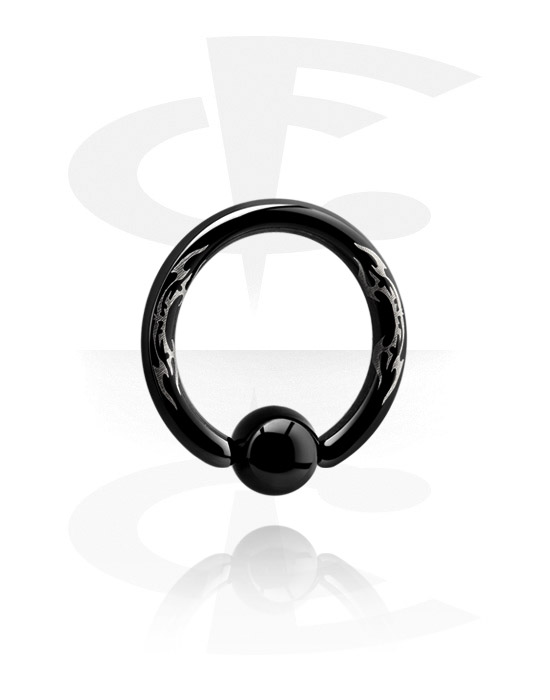 Piercingringar, Ball closure ring (surgical steel, black, shiny finish), Svart kirurgiskt stål 316L