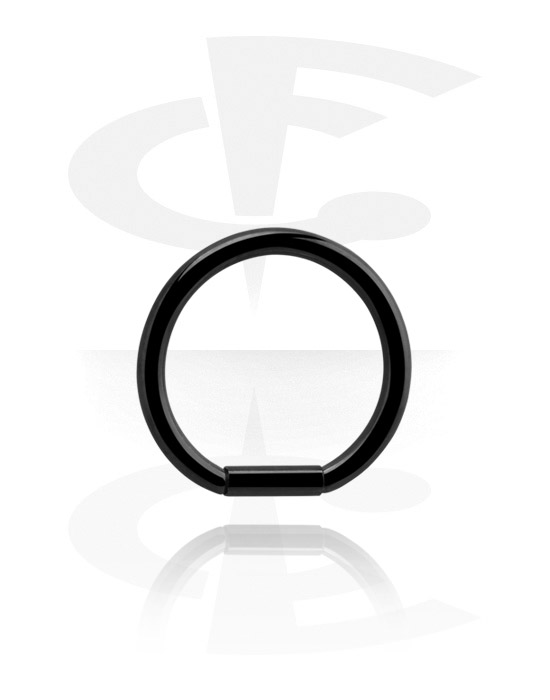 Piercing Ringe, Ring med stavlukning (kirurgisk stål, sort, blank finish), sort kirurgisk stål 316L
