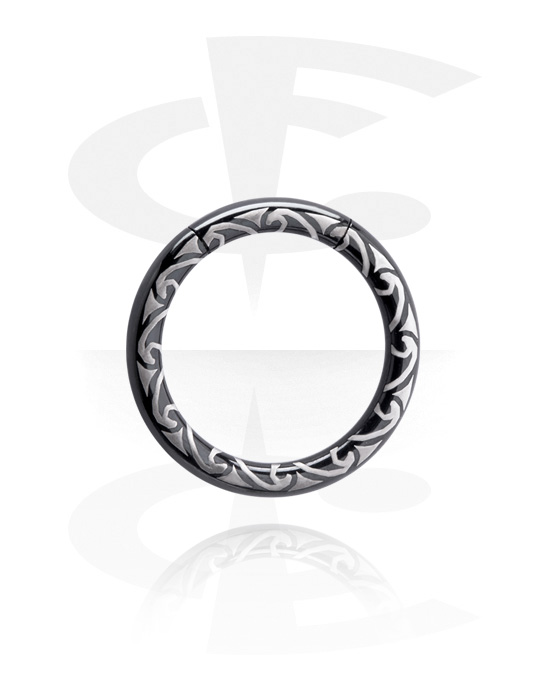 Piercingringar, Segment ring (surgical steel, black, shiny finish), Svart kirurgiskt stål 316L