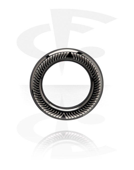 Piercing ad anello, Segment ring (acciaio chirurgico, nero, finitura lucida), Acciaio chirurgico nero 316L