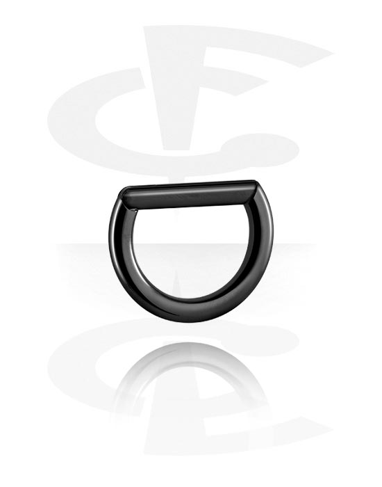 Piercing Rings, Piercing clicker (surgical steel, black, shiny finish), Surgical Steel 316L