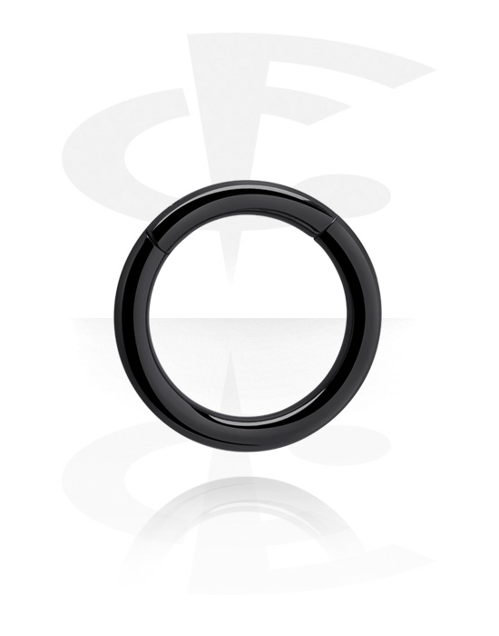 Piercing Ringe, Piercing-clicker (kirurgisk stål, sort, blank finish), sort kirurgisk stål 316L