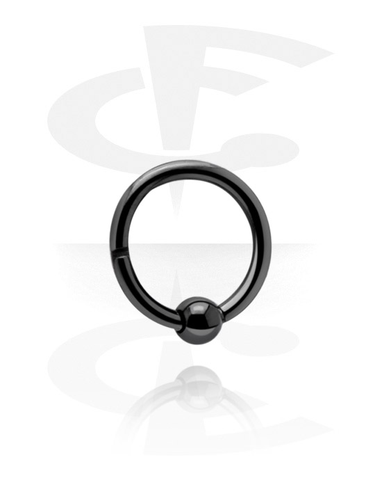 Anéis piercing, Piercing clicker (aço cirúrgico, preto, brilhante) com bola fixa, Aço cirúrgico preto 316L