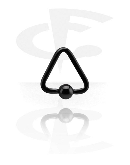 Piercingringen, Driehoekige ball closure ring (chirurgisch staal, zwart, glanzende afwerking) met Balletje, Zwart chirurgisch staal 316L