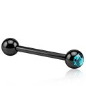 Barbeli, Črna barbel s kristalčki, Surgical Steel 316L