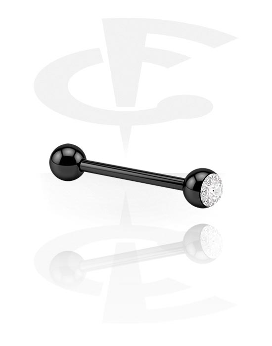 Barbell, Black Steel Crystaline Jeweled Barbell, Chirurgico acciaio 316L