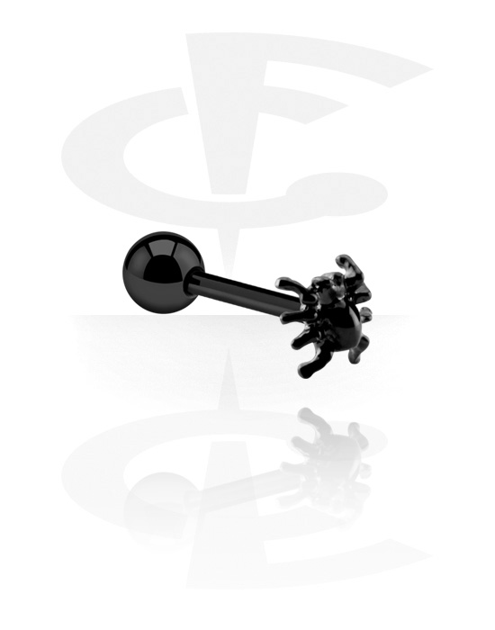 Barbells, Barbell with spider attachment, Black Surgical Steel 316L
